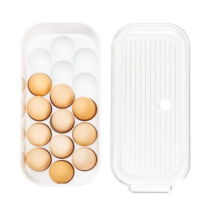 16 Pieces White Refrigerator Egg Storage Box Clear Egg Container Tray Plastic