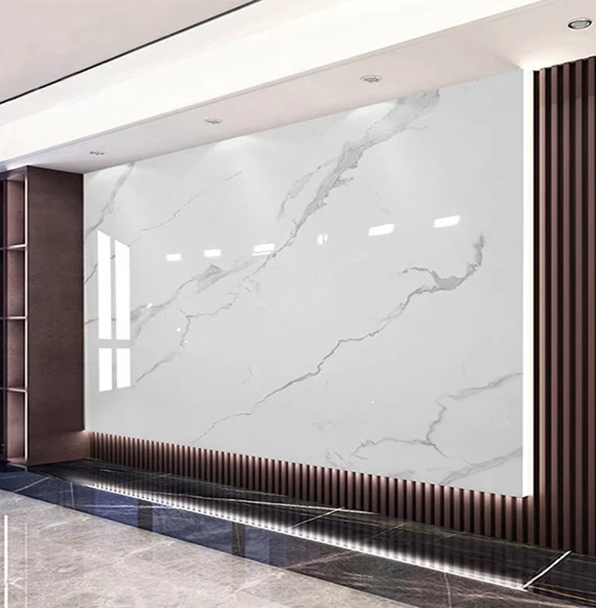 Customized Multi-Size Simple Fashion Home Decoration Waterproof High-Brightness Marble Pattern Pvc Wall Panel