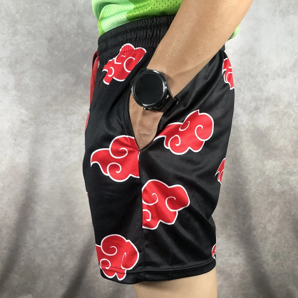 Custom Polyester Single Layer Net Basketball Shorts Quick Dry Men All Over Print an Anime x Gym Mesh Shorts