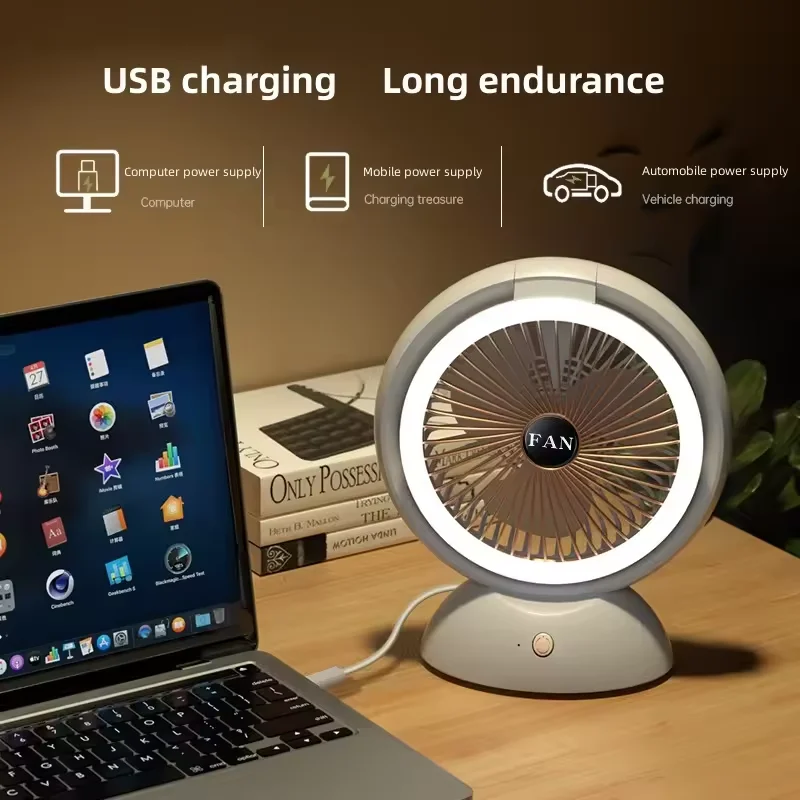 Hot Selling Portable Handheld Rechargeable Electric Standing Table Fan With Led Light