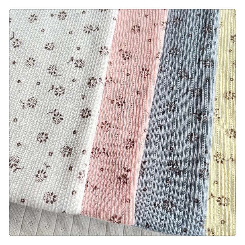 4x3 rib fabric 150D 220gsm knit ribbing fabric for sweatshirts textiles customized printed fabric for women clothing