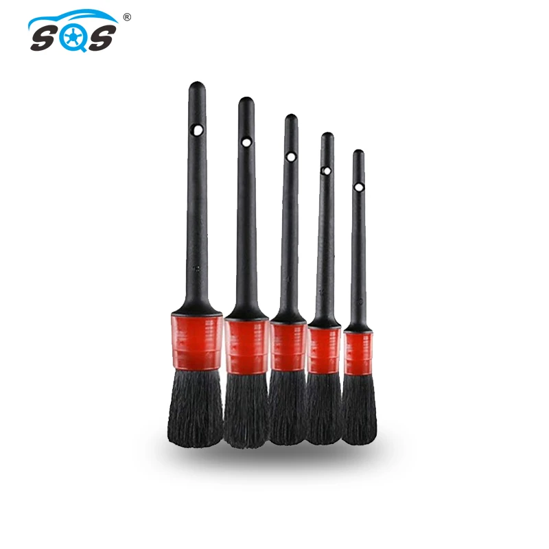 
Auto Cleaning Long Hair Black Red Brush Car Detailing Wheel Interior Detail Brushes for Car Wash 