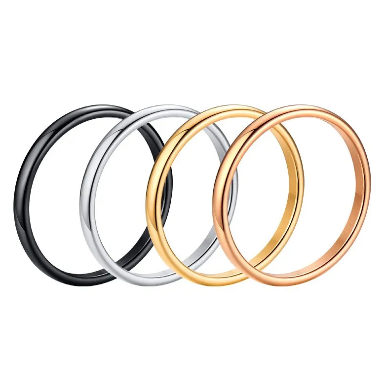 Stainless Steel Thin 2mm Ring for Women Silver Rose Gold Fashion Amazon Daily Simple Delicate Couple Ring Jewelry