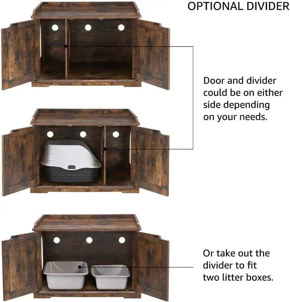 Country Style Large Cat Cabinets Dog-Proof Hidden Litter Boxes with Lids Pet Houses & Furniture in the Form of Cat Toilets