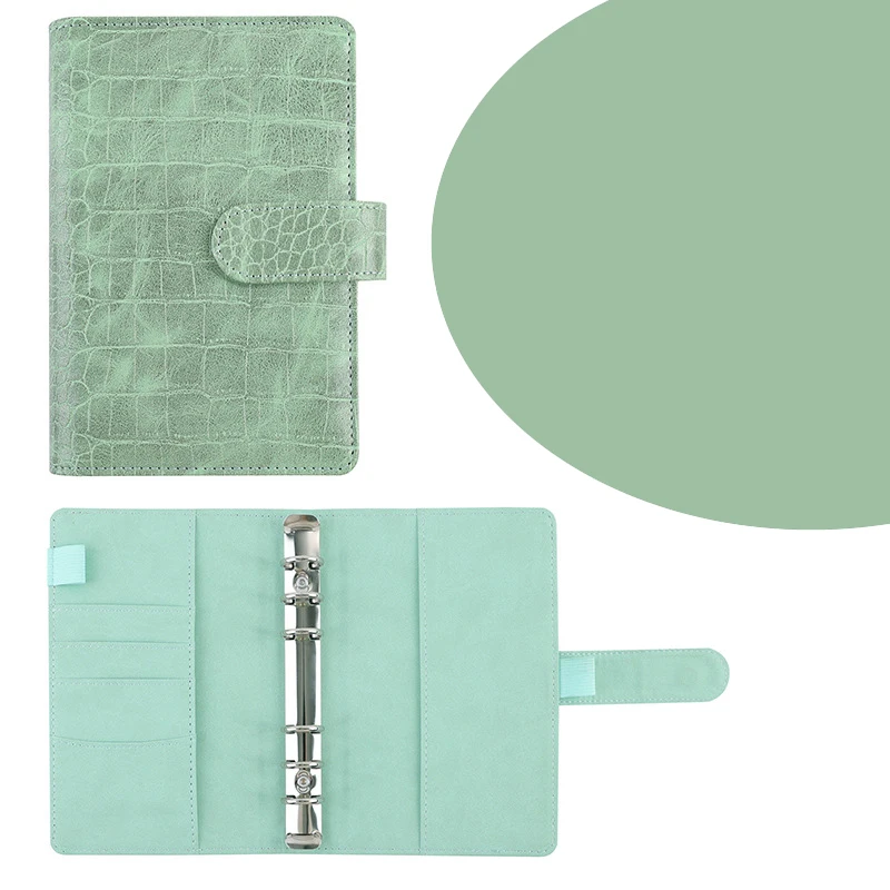 Crocodile pattern 6ring binder bundle with cash envelopes a6 pu leather for organizer budgeting budget binders saving challenges