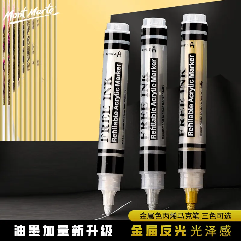 Artecho 2-3mm free ink white gold silver gel pen art pen highligheter refillable acrylic marker pen