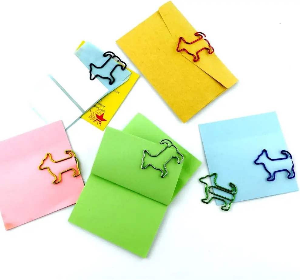 Cute Colorful  Dog Shaped Paper Clips,Animal Bookmark Clips for Office,Note Book
