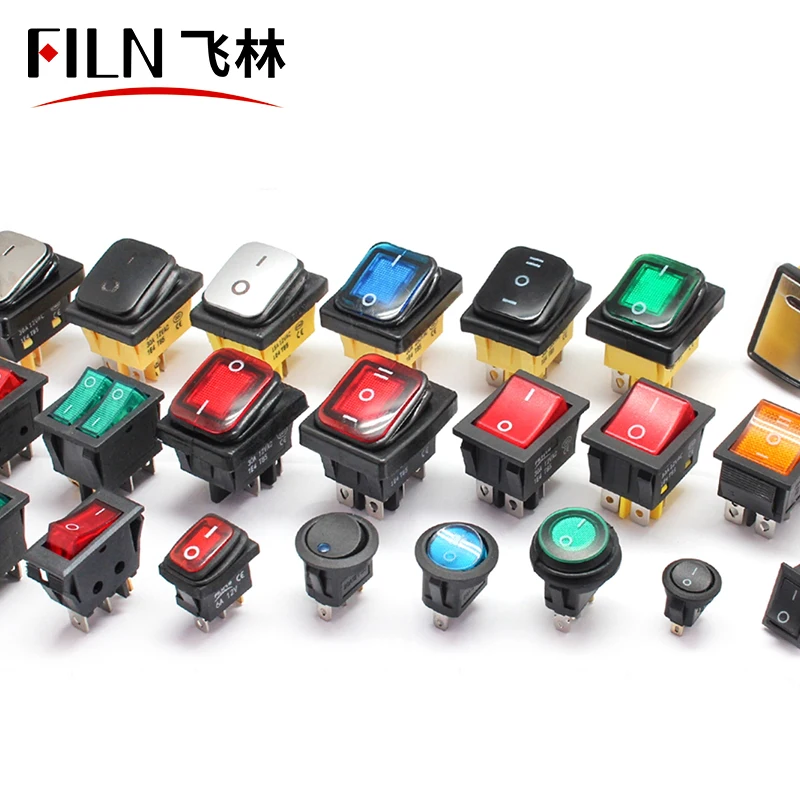 FILN waterproof 22*30mm ON-OFF 2 positions 4 pins  rocker switch 30A/12V T85 with black painting surface