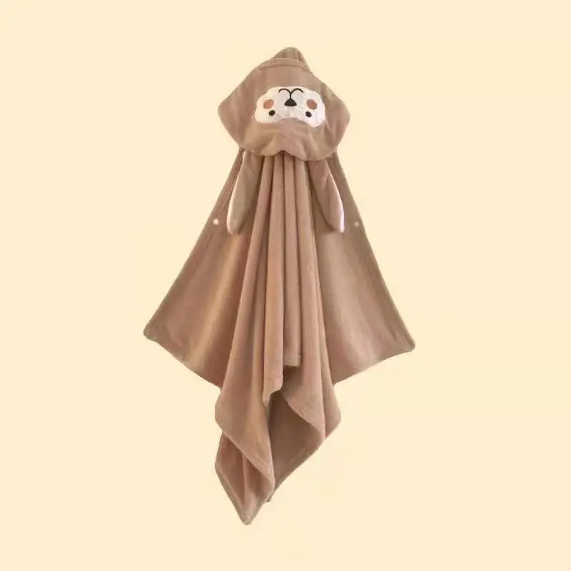 Coral velvet baby hooded bath towel can be ordered logo Baby 140x70 Baby Cape Cape