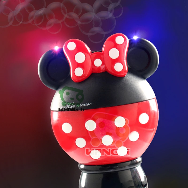Cute Mouse Magic Wand Bubble Electric Bubble Maker Machine With Light And Music Handheld Bubble Wands Set  For Kids