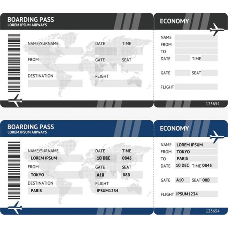 Professional customized printing of flight tickets/airline boarding passes