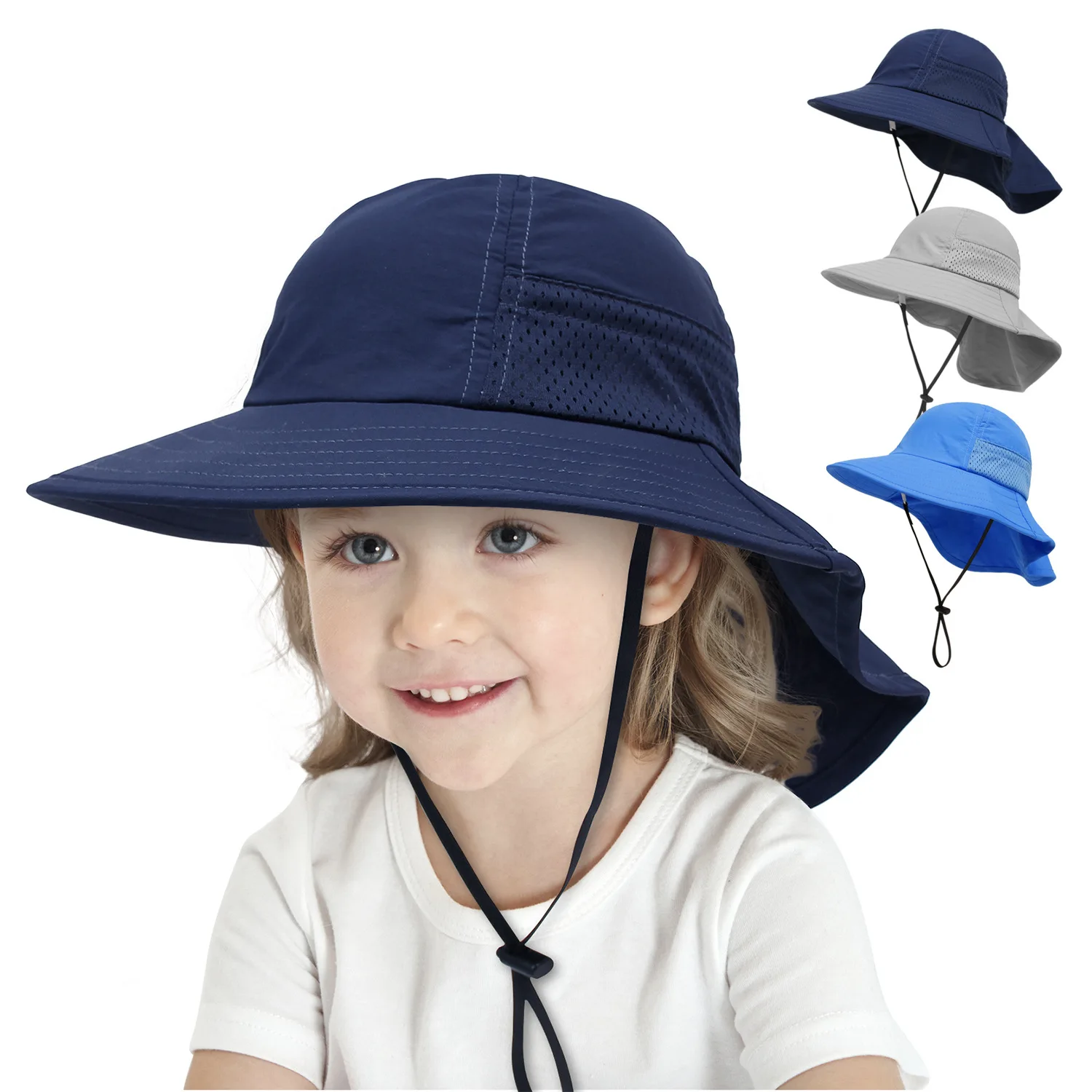 New summer lightweight breathable mesh sunscreen hat for boys and girls adjustable Bucket hat