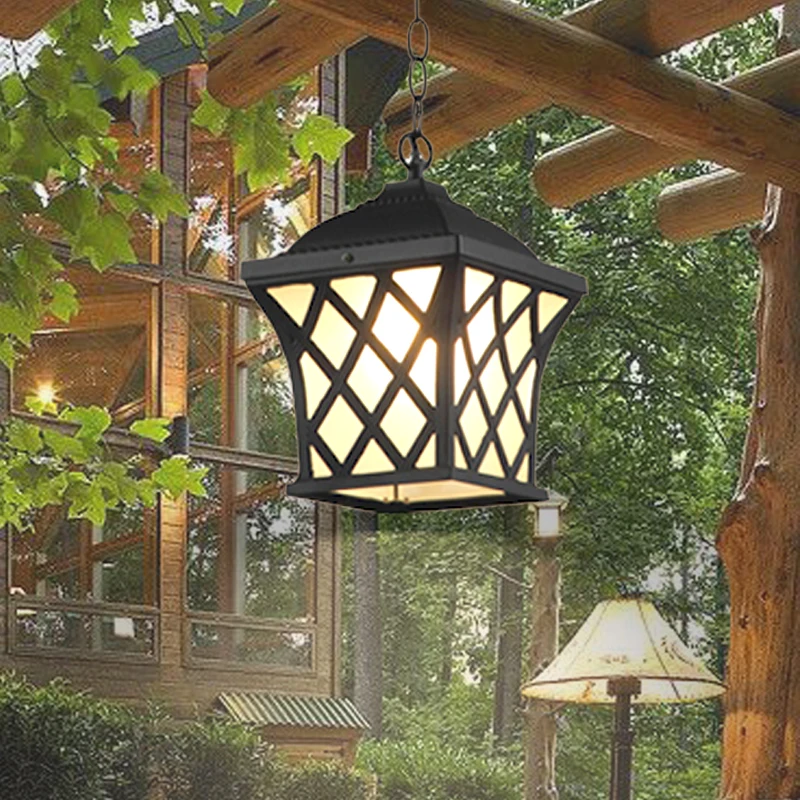 European Style Indoor and Outdoor Use Antique Hang Vintage Lampwaterproof outdoor resemble wood pendant aluminumlight