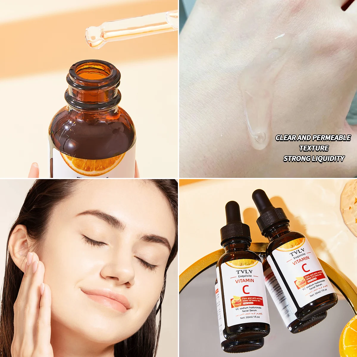 TVLV High Quality Skin Care Hydrating Moisturizing Brightening Anti Aging Wrinkle Serum Hyaluronic Acid Vitamin C Face Serum Set