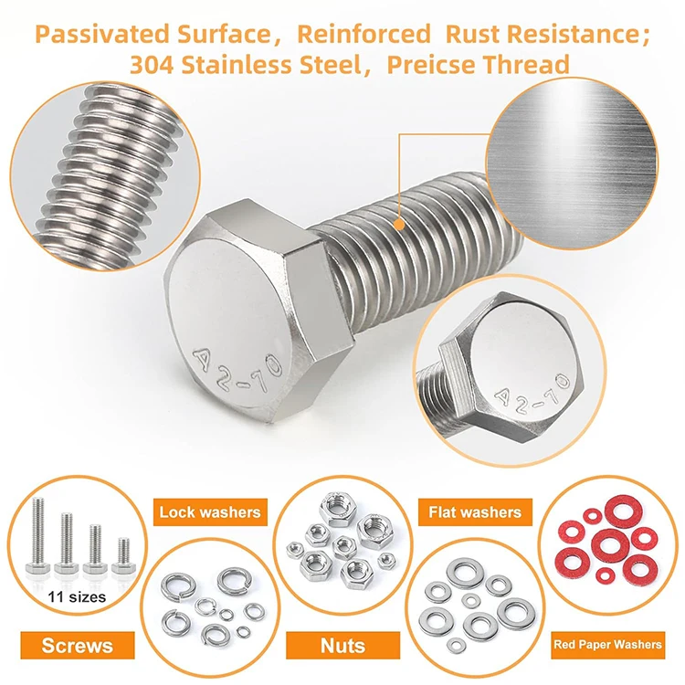 a2-70 724l hex bolt m54 m6 m8 m10 m12 304 316 stainless steel hex bolt