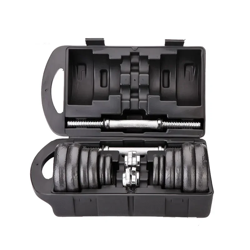 Gym Home Weightlifting Dumbbel With Cases Baking Varnish Black Painted Cast Iron 50kg Weights Dumbbells Set