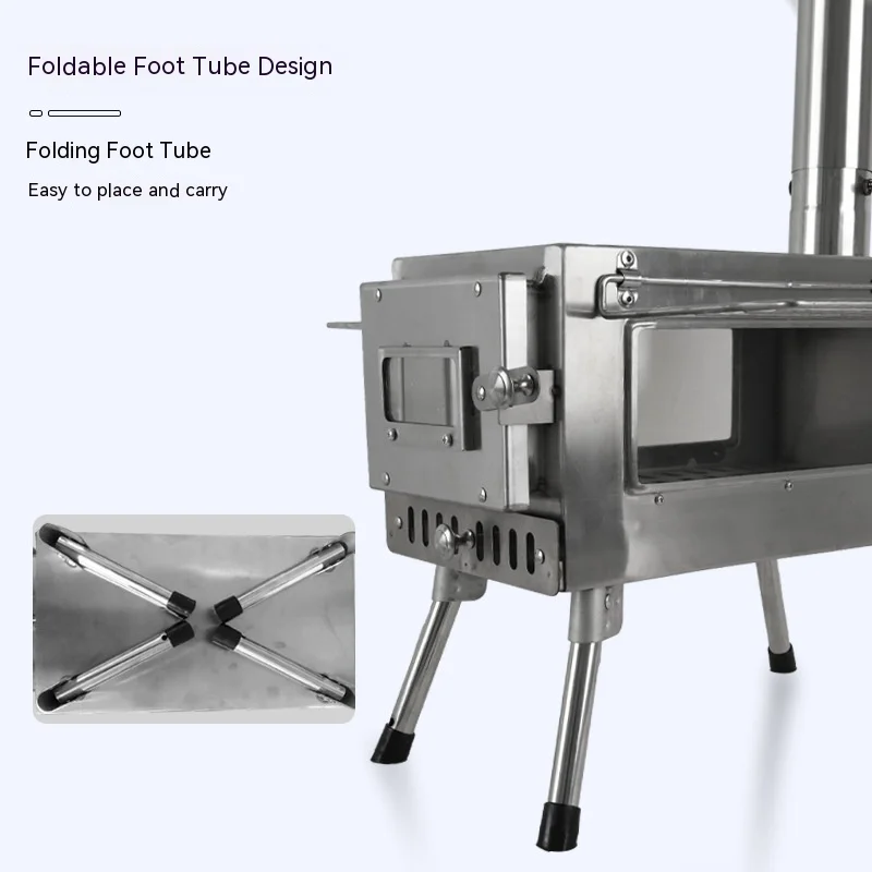 Outdoor Camping Hiking Portable Furnace Stainless Steel  Windproof Wood Burning Stove For Heating