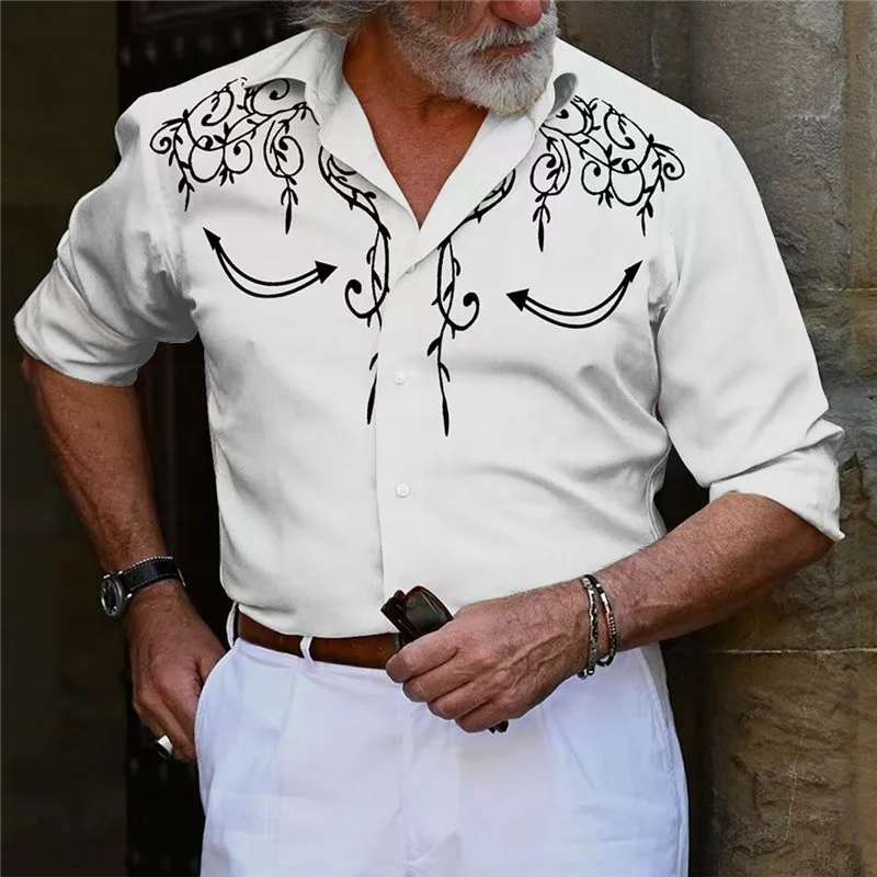 High quality trending western vintage collard latest casual shirts designs long sleeve men custom shirt