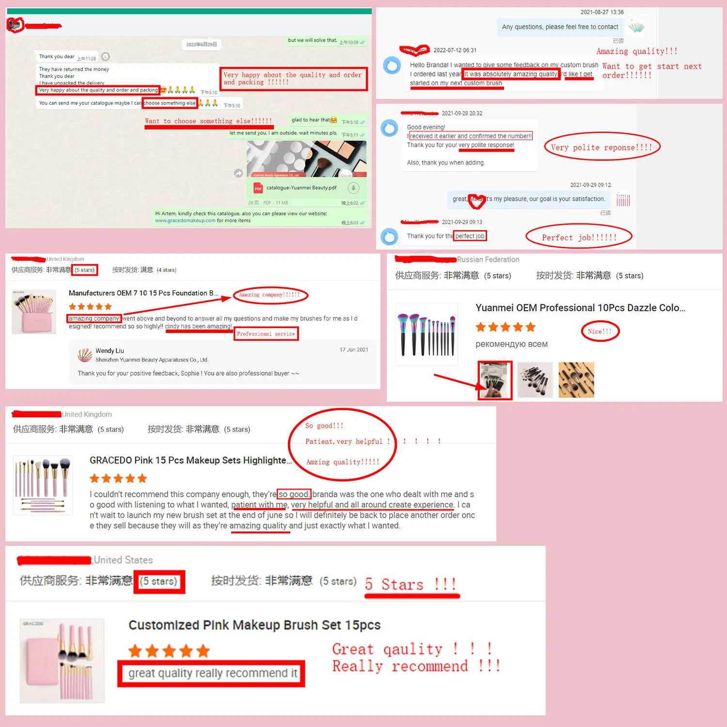 Hot Wholesale Customized Private Label Professional Foundation Makeup Brushes Tool 7pcs 10pcs 15pcs Red Vegan Makeup Brush Set