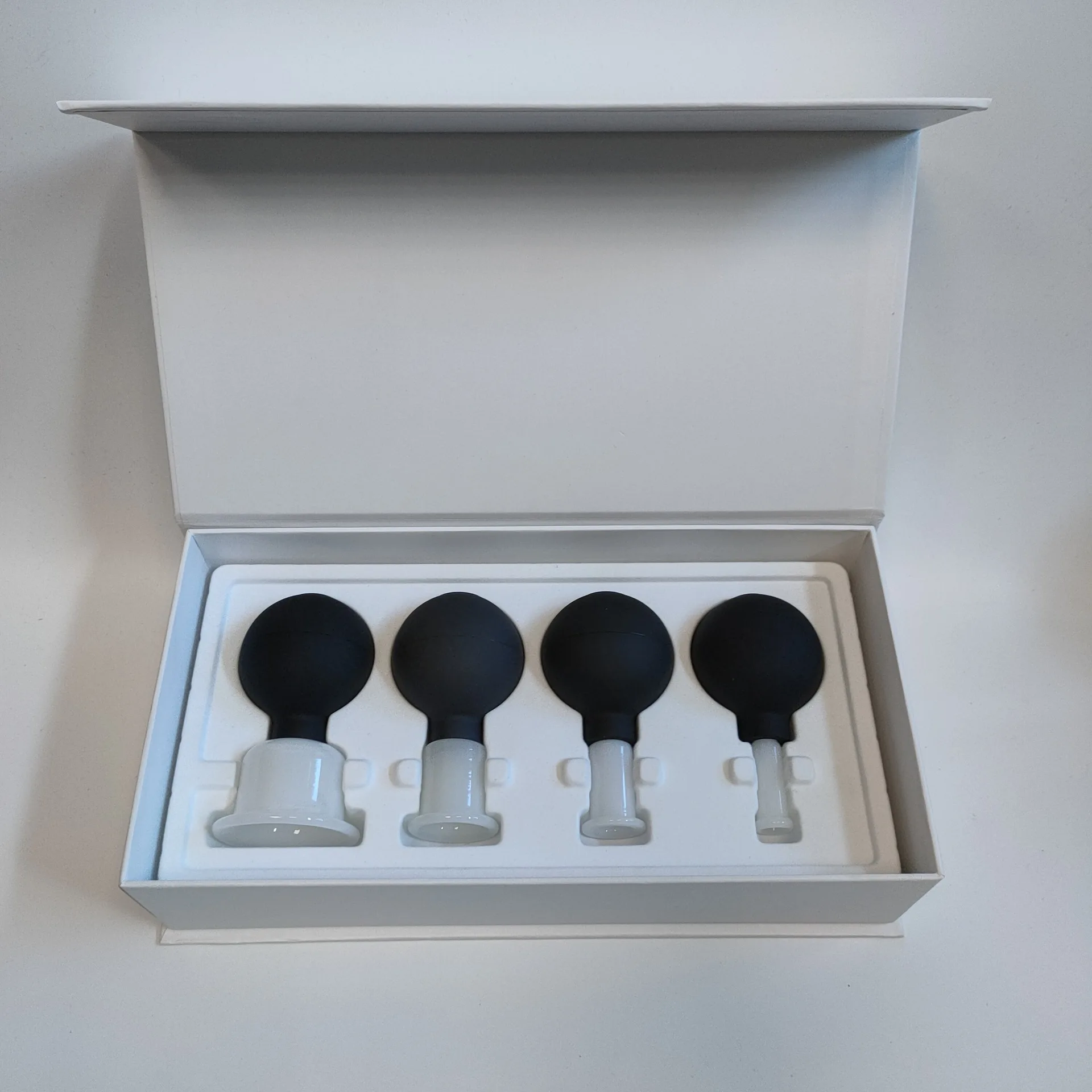 Custom Nature Stone White Jade Cupping Cup Kit Body And Face Therapy Hijama Massage Suction Cups Box