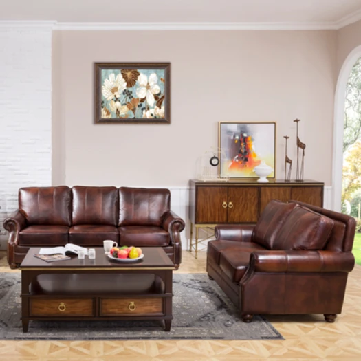 Hot selling genuine leather sofa ready to ship 3 piece chester field leather sofa set for living room