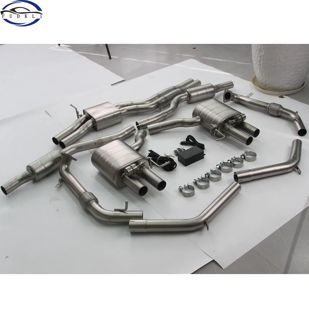 FUDKLi Catback Exhaust Systems For Audi S4 S5 B9 3.0T High Performance 304SS Car Exhaust Pipe Muffler