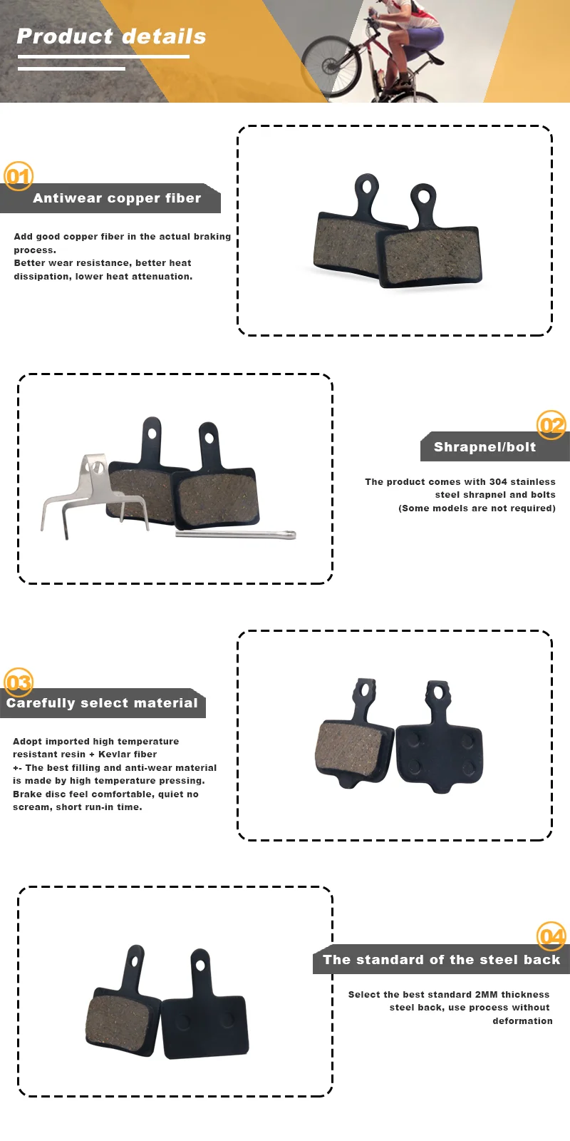 Bicycle Disc Brake Pad Bike Semi-Metallic Hydraulic Disc Brake Pad Formula Cycling Part