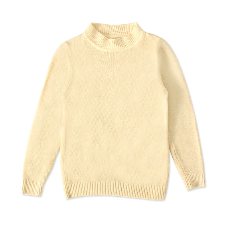 wholesale cheap price custom baby plain sweater turtle neck kid knit cotton bottoming pullover winter warm clothing for children