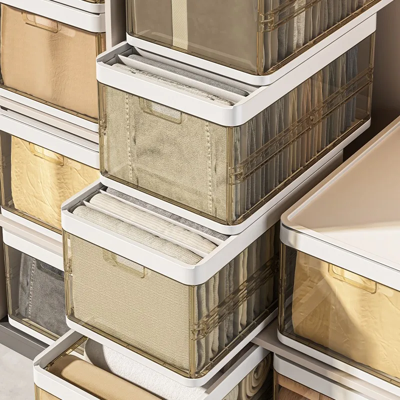 Luxury type folding 7 grid 9 grid jeans storage box collapsible plastic closet clothes storage container with grid