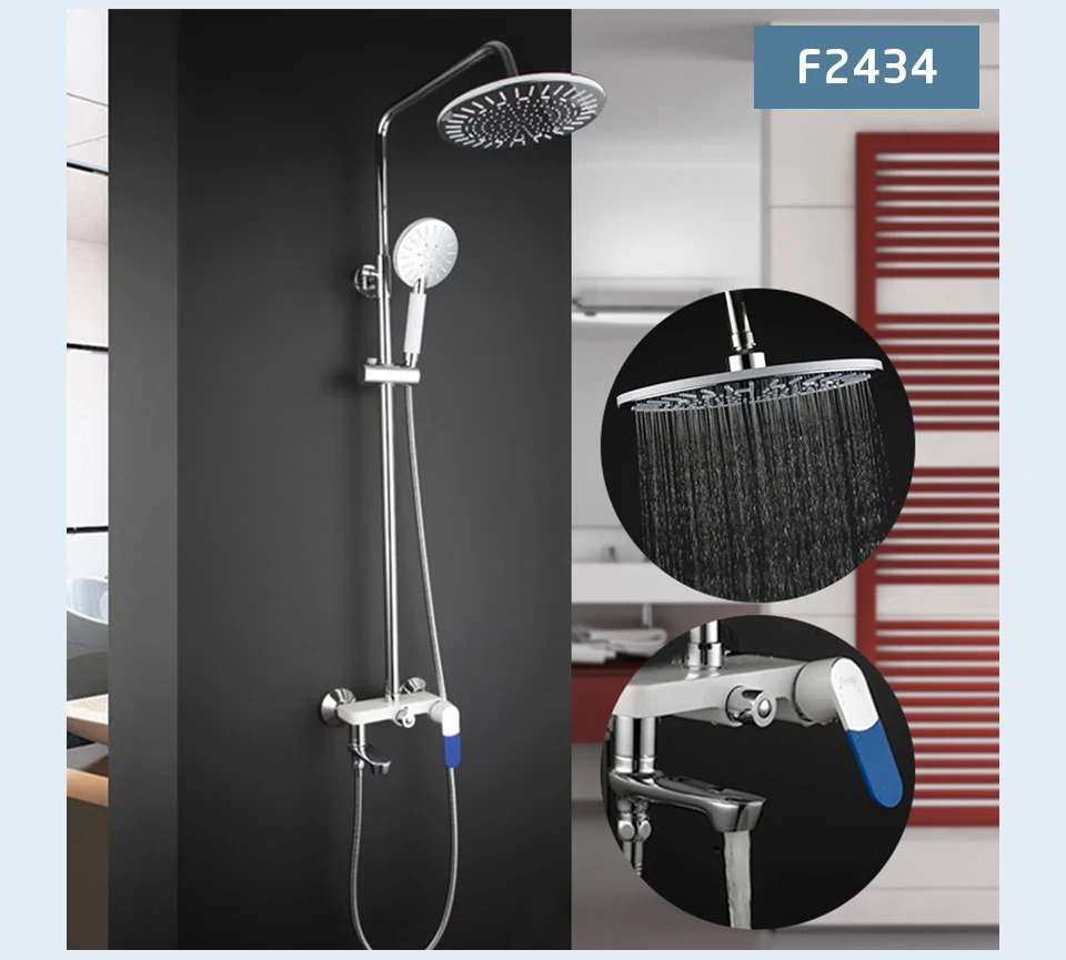 Chrome shower System With Rainfall bathtub Handheld Shower Head thermostatic Brass mixer shower Faucet set