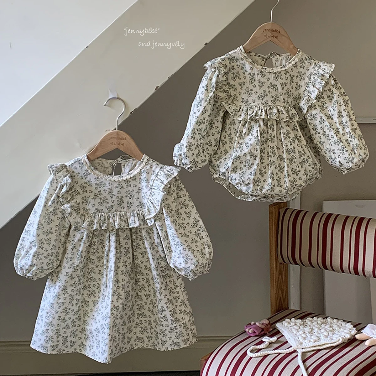 Jenny Newborn Cotton Soft Autumn Print Floral Dress Kids Girls Cute Clothes Baby Casual Dresses