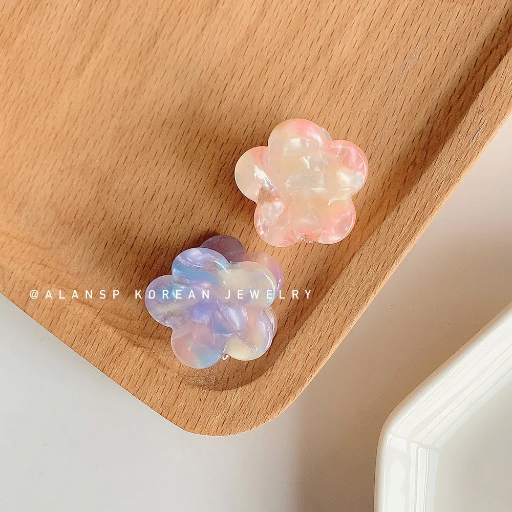 
Fashion Small Girl Hair Holder New Style Acetate Material Wholesale Pink Sweet Flower Hair Clip 