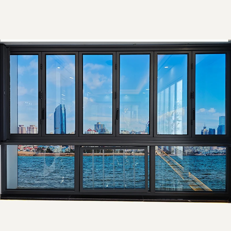 Thermal insulation and sound insulation folding window panoramic doors and windows balcony push telescopic insulating glass