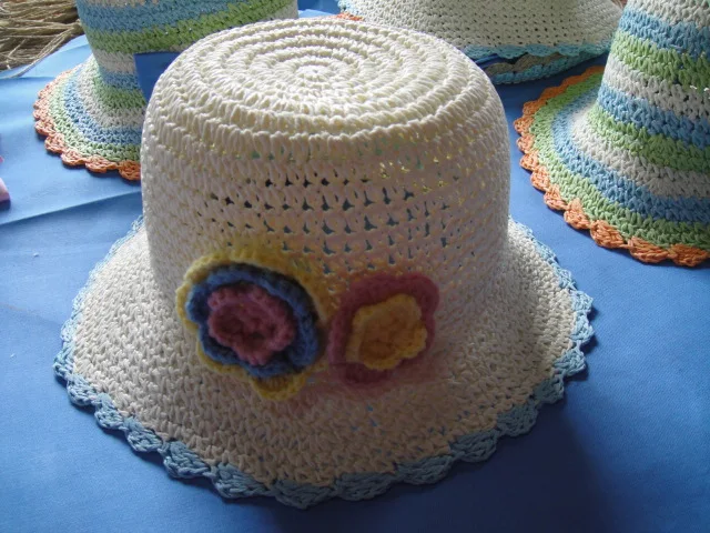 Factory Price New style Fashion Wave Brim Children Hats with Flower Trimming