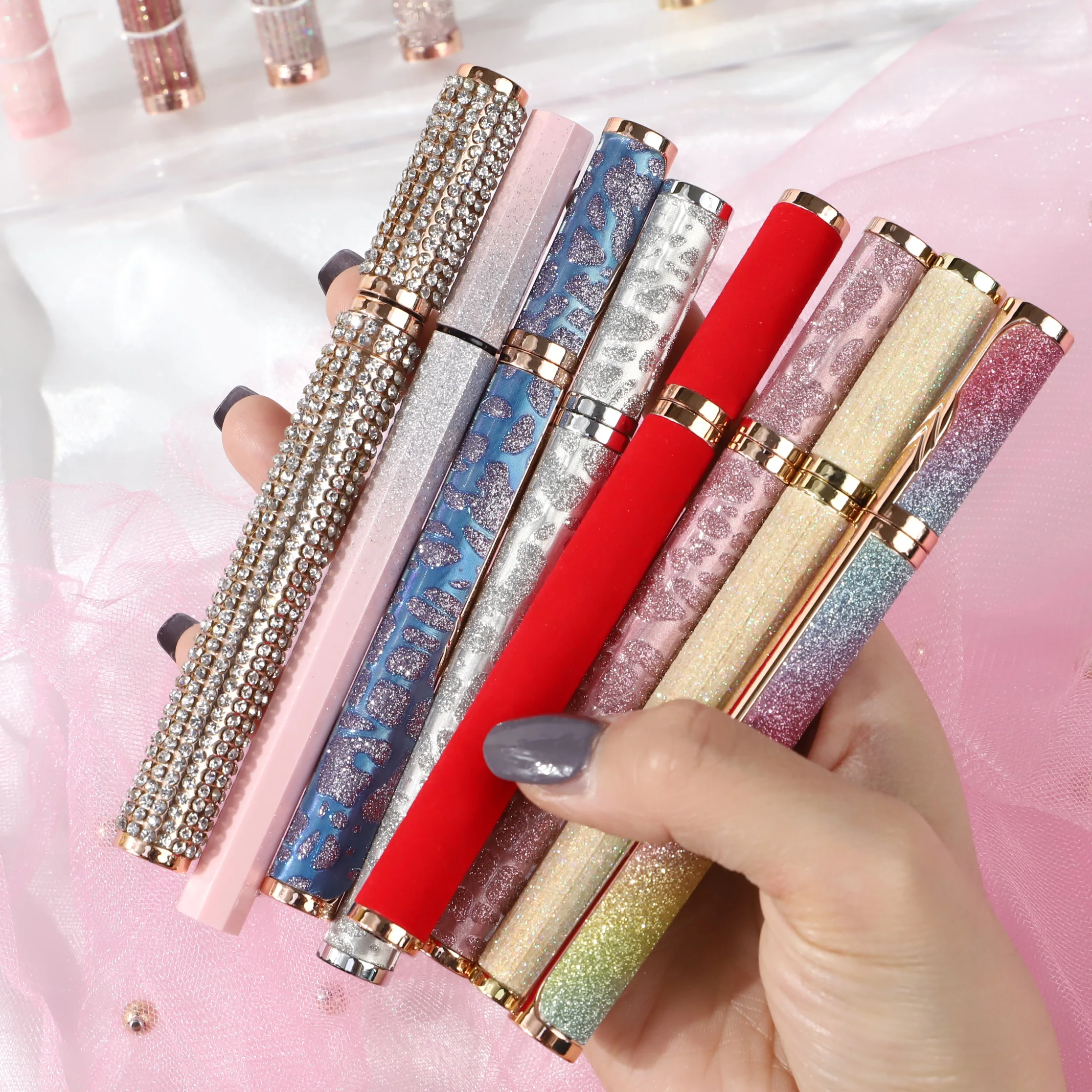 Wholesale eyeliner vendor rhinestone packaging waterproof sticky eyeliner clear black color magic eyeliner pen for eyelashes