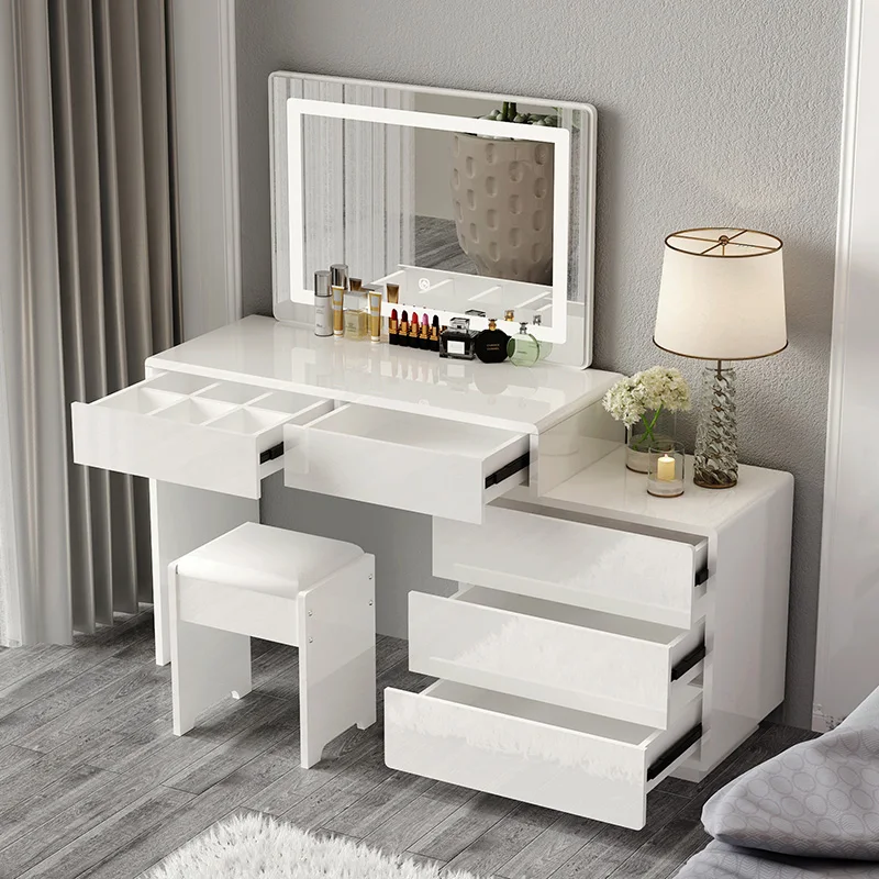 Factory Wholesale Simple elegant style wholesale wooden dressing table makeup table with light mirror bedroom