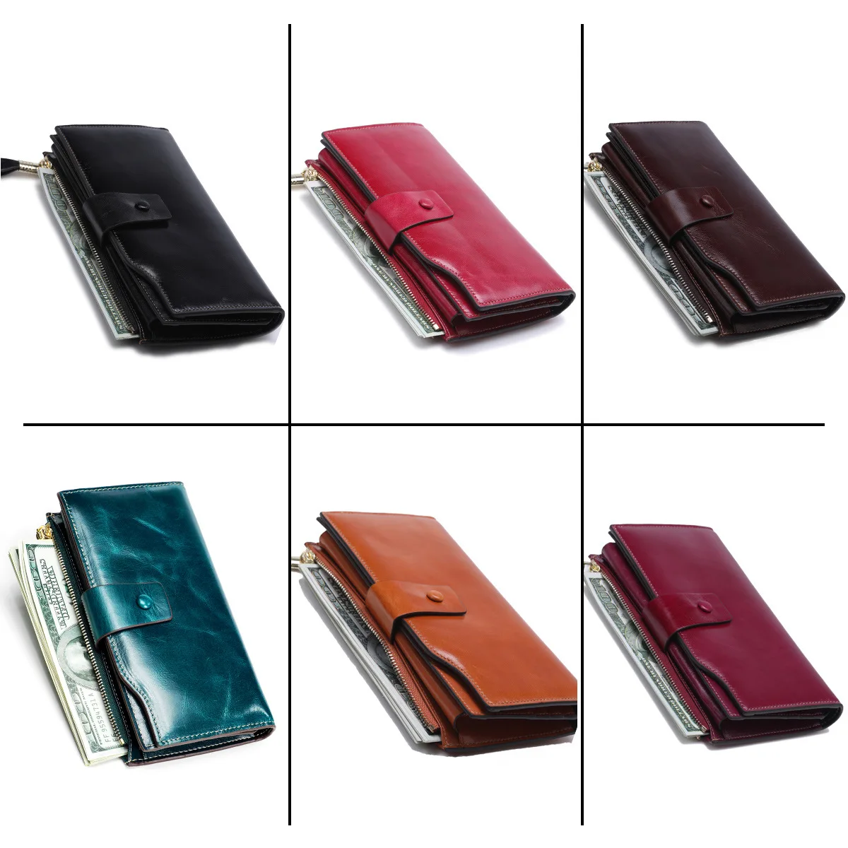 OEM Custom Design Long Wallet Smooth Elegant Genuine Leather Cow Hide Wallet