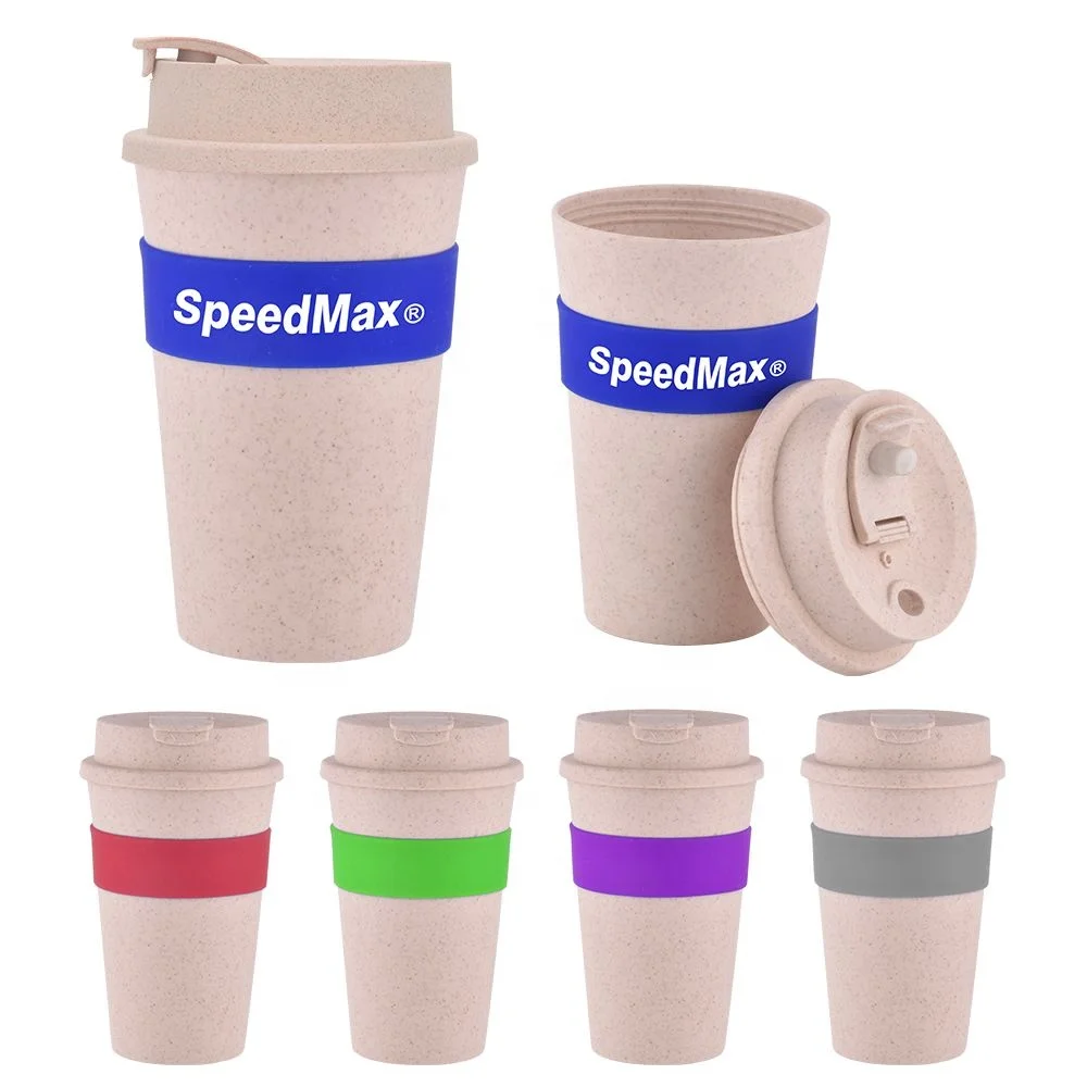 Eco friendly Reusable 16 oz  Coffee Cup Biodegradable Wheat Straw Fiber Keep Coffee Mug BPA free