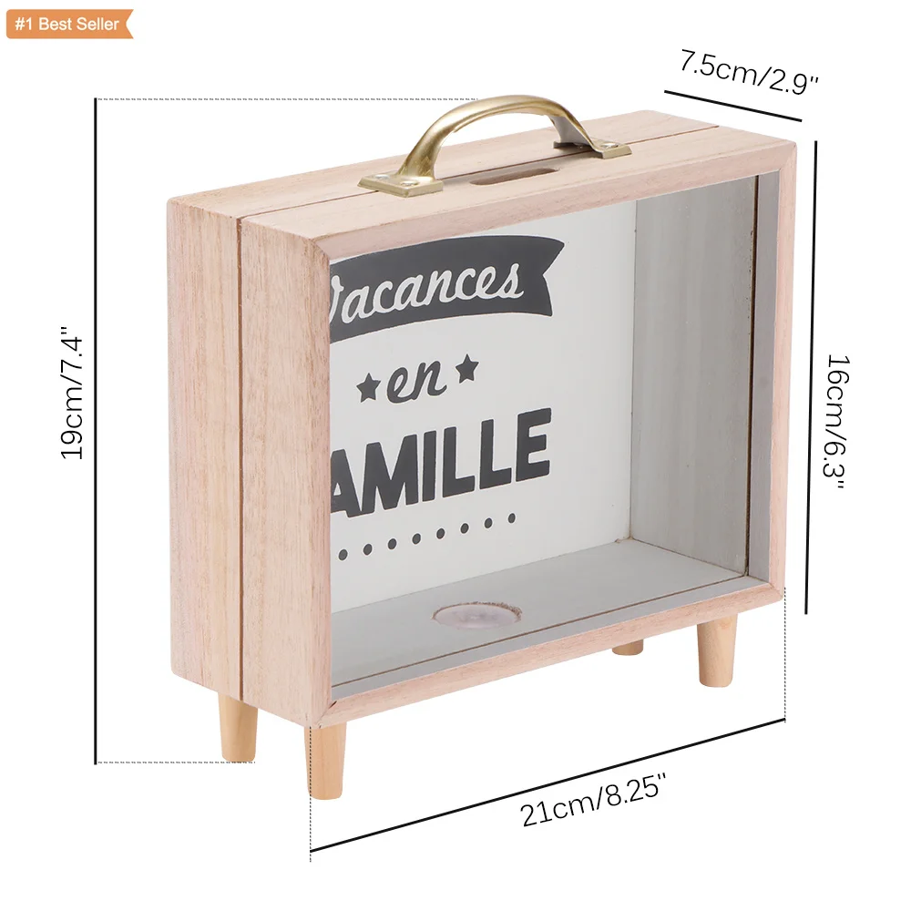 Cute Cartoon Camera Shape Transparent Piggy Bank Money Saving Box Nordic Style Wooden Money Boxes Kids Toy Coin Storage Box Cans