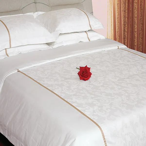 OEM Factory Direct Price Five-star Hotel Bedding Sets Hotel Linens Flat Sheets Set  White 100% Cotton Sets with 2 Pillows