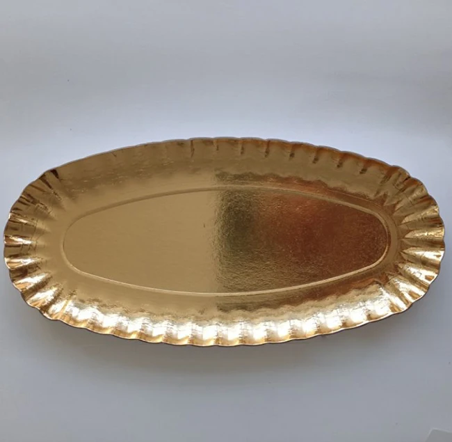 Hot Selling Disposable Food Dish Tableware Paper Dishes Custom Wedding Party Heavy Duty Gold Dish