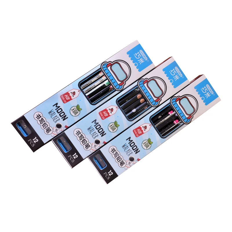 Wholesale hot sale school student stationery set hb graphite wooden pencil with eraser