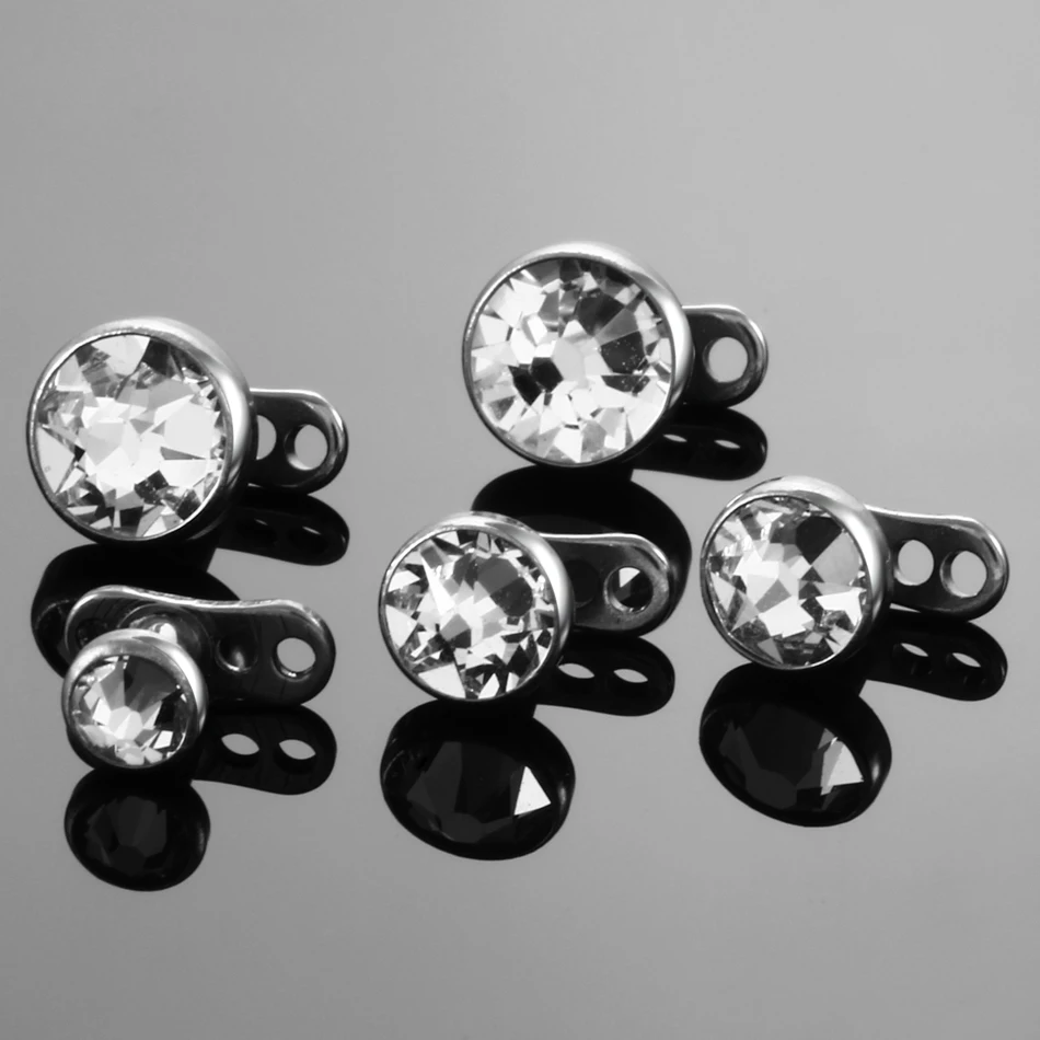 G23 Titanium Piercing Micro Dermal Anchor Base & Tops Skinner Diver Crystal Gem Head Implants Body Piercing Jewelry