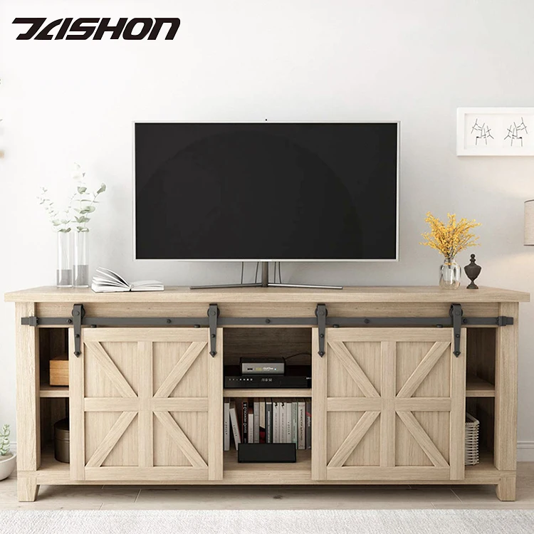 9FT Barn door small cabinet hanging rail pulley track storage cabinet TV wall hardware full set