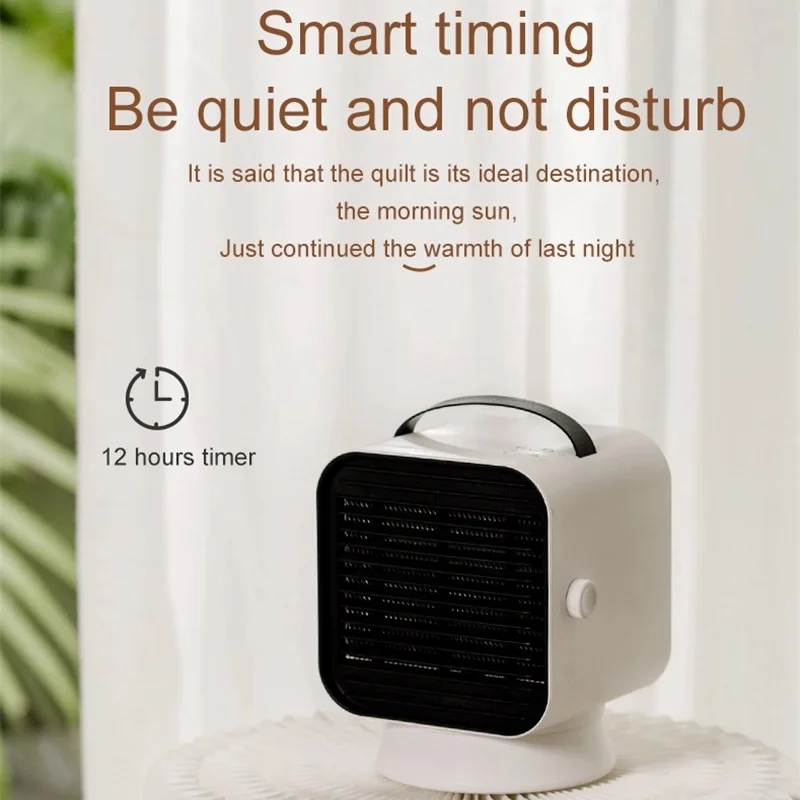 
Smart Timing Shaking Head Electric Heater Mini PTC Room Portable Home Fan Heater for Bathroom Bedroom with Cold Air Warm Air 