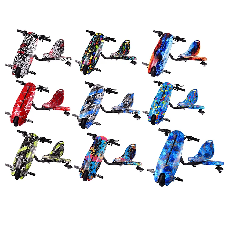 Низкая цена высокое качество 360 градусов дрейф go kart заклинателя е-байка 36В 3-х колёсный электровелосипед детский самобалансирующийся Дрифт электроскутер с трехколесного велосипеда всадника мигающими PU