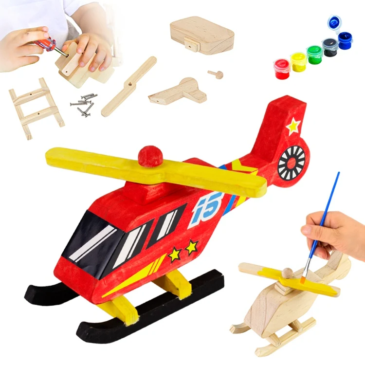 ShaunChee diy craft new arrival top selling wooden helicopter toys for kids