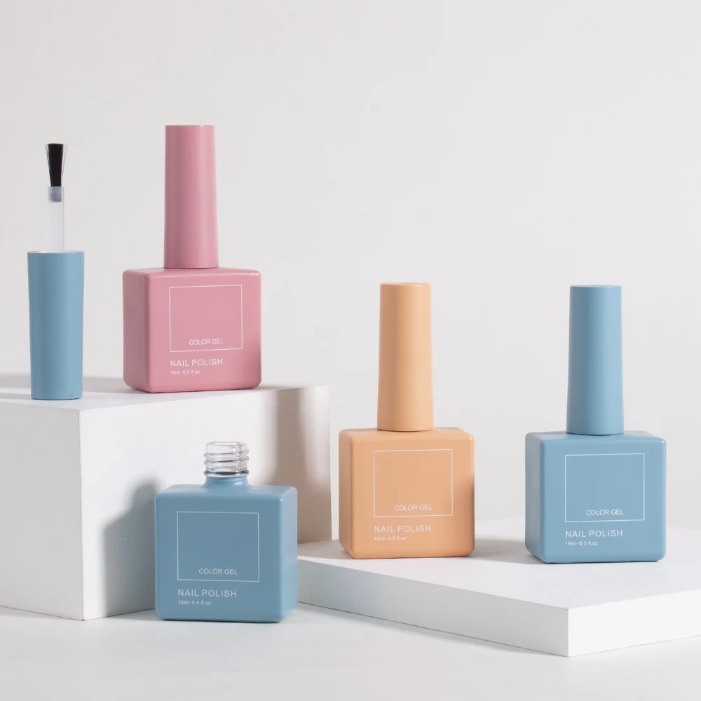 10 ml custom empty square nail polish bottle with brush UV gel color nail polish bottle