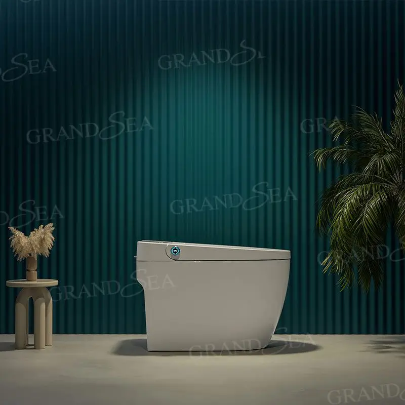Luxury Flushing Integrated Smart Toilet Digital Display Foot Sensor Flushing White Ceramic Floor-Standing Bathroom Toilet