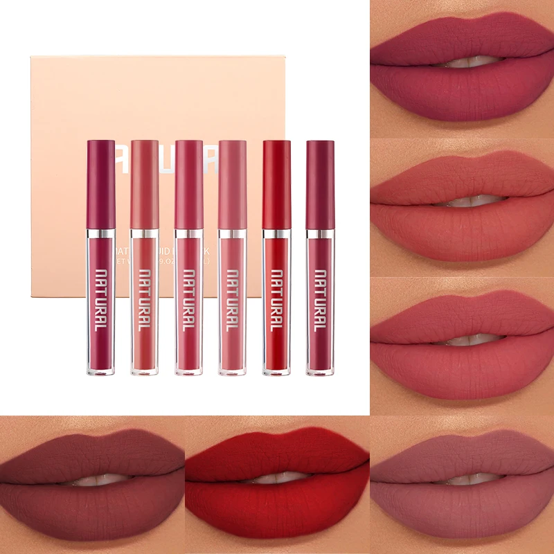 Make Your Own Logo Lipstick Set 6Pcs Matte Long Lasting Korean Makeup Wholesale Nude Waterproof Lipgloss Set